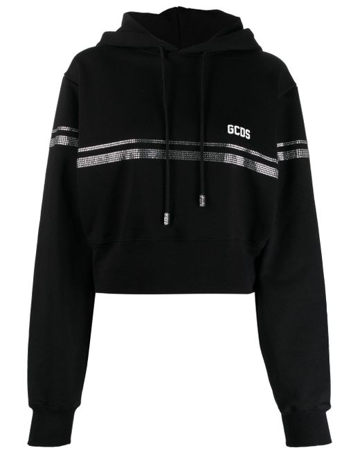 Gcds crystal-embellished cropped hoodie