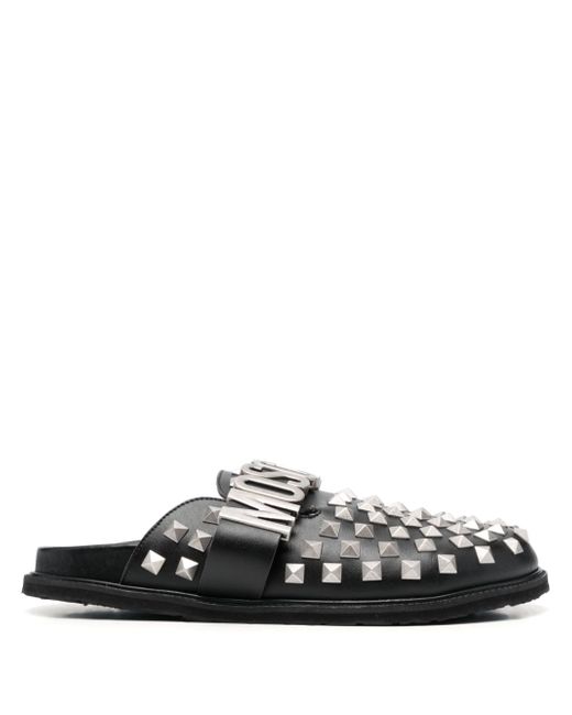 Moschino logo-lettering stud-embellished loafers