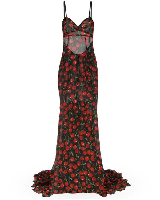 Dolce & Gabbana cherry-print maxi dress