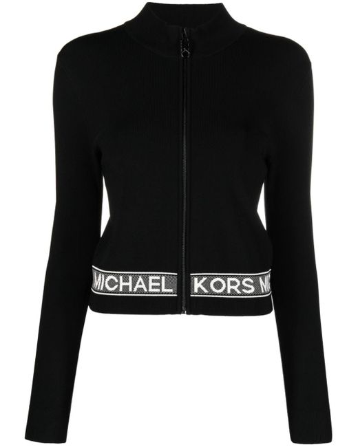 Michael Michael Kors logo-tape zip-up cardigan