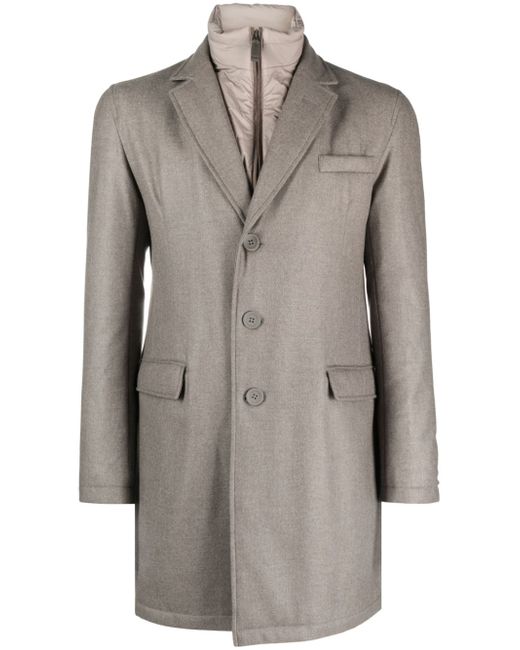 Herno hybrid high-neck single-breasted coat