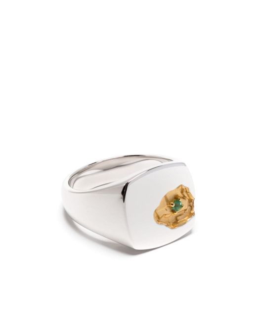 Tom Wood Mined emerald-detail ring