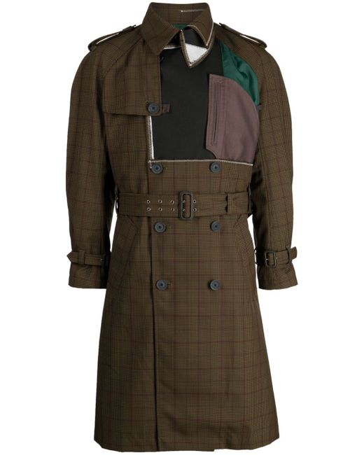 Kolor patchworked double-breasted trench coat