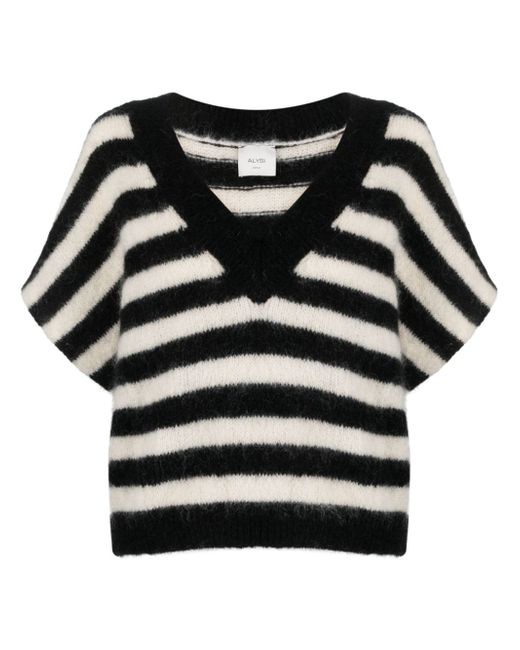 Alysi striped mohair-blend knitted T-shirt