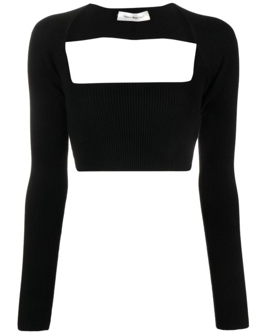 There Was One cut-out knitted cropped top