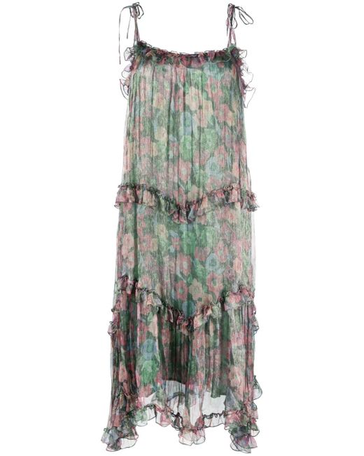 Pnk ruffled floral-print midi dress