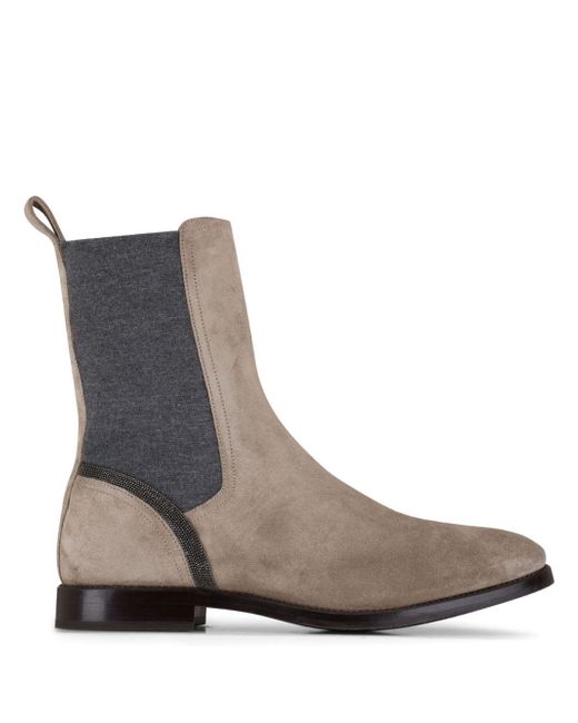 Brunello Cucinelli embellished chelsea suede boots