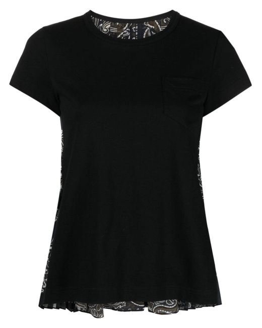 Sacai paisley-print panelled short-sleeve T-shirt