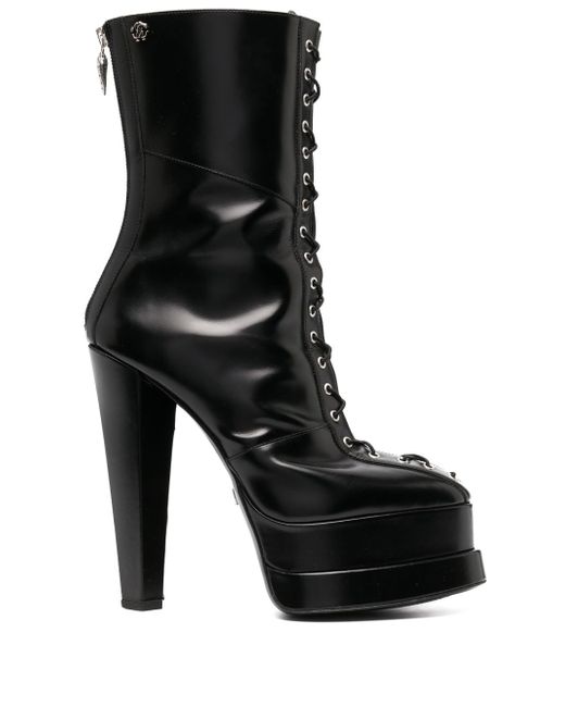 Roberto Cavalli lace-up leather platform boots