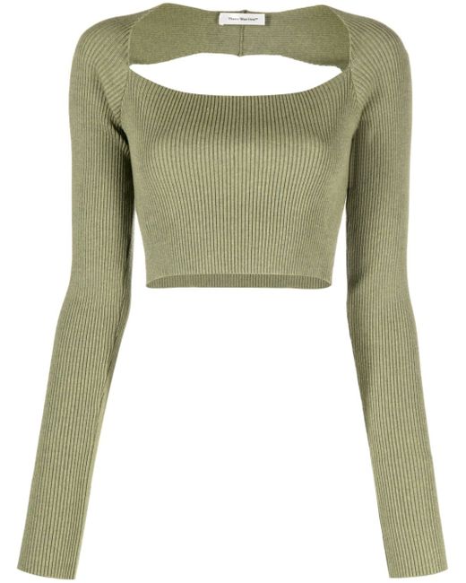 There Was One cut-out knitted cropped top