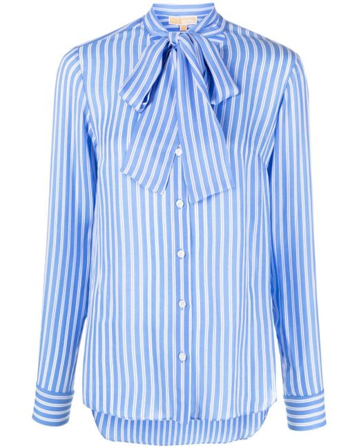 Michael Michael Kors striped pussy-bow shirt