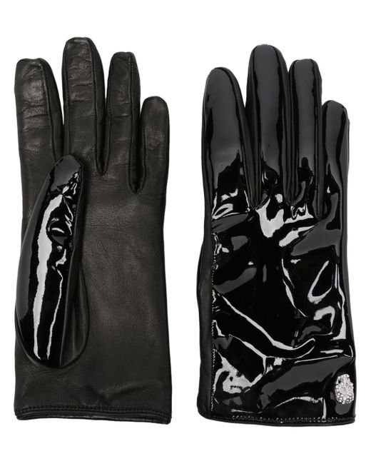 Philipp Plein skull-appliqué leather gloves