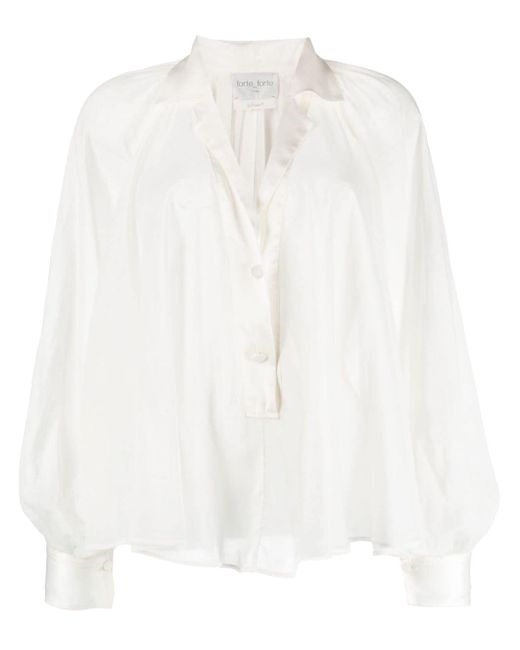 Forte-Forte V-neck cotton-blend blouse
