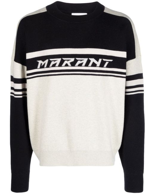 Marant intarsia knit-logo stripe-detail jumper