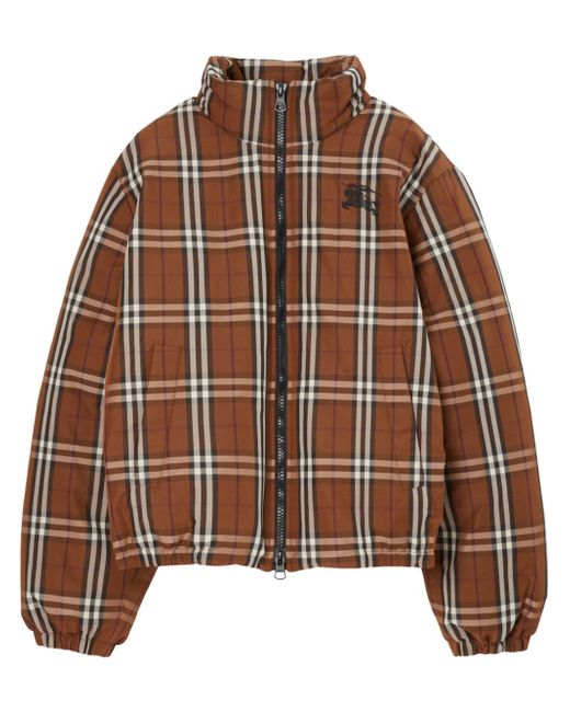 Burberry Dark Birch-check zip-up puffer jacket
