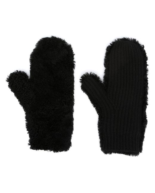 Yves Salomon panelled ribbed-knit mittens