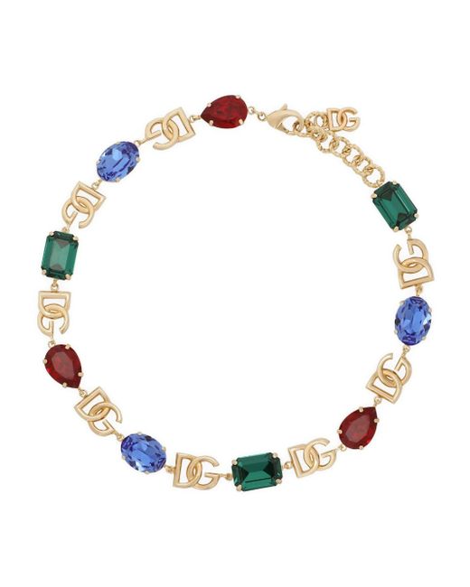 Dolce & Gabbana logo-plaque crystal-embellished necklace