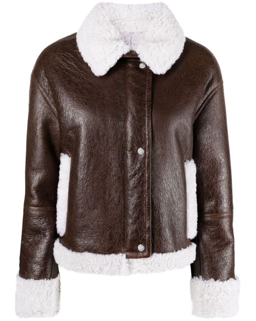 Yves Salomon shearling-trim leather jacket