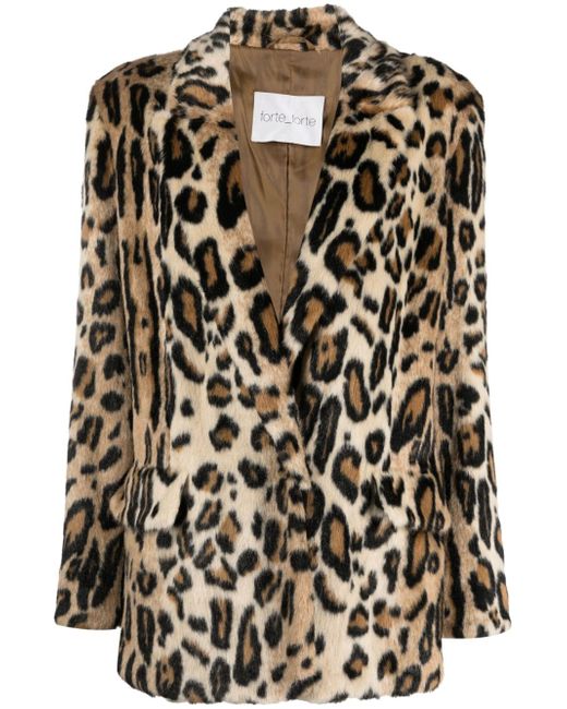 Forte-Forte leopard-print single-breasted coat