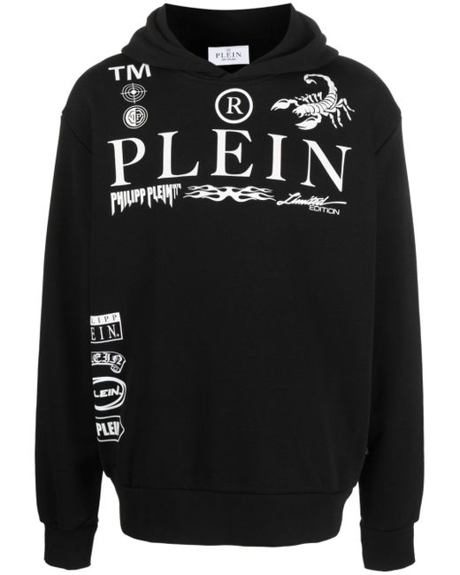 Philipp Plein logo-print cotton hoodie
