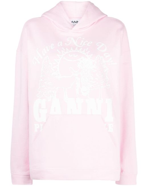 Ganni logo-print hoodie