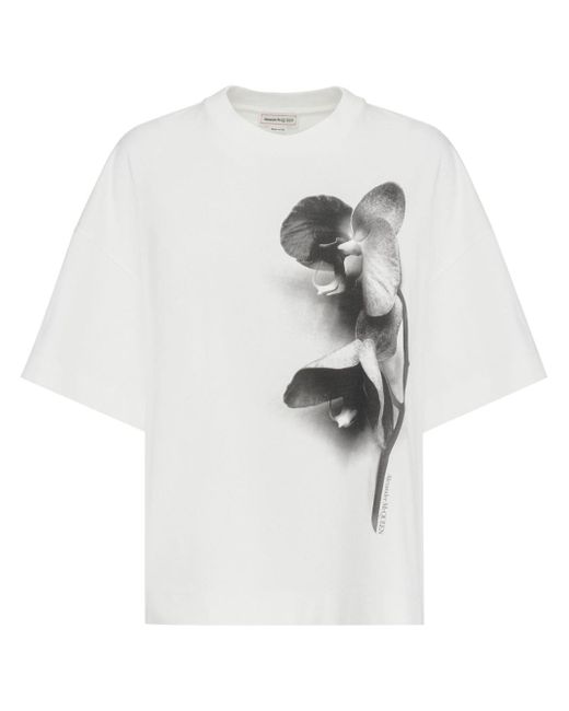 Alexander McQueen orchid-print T-shirt