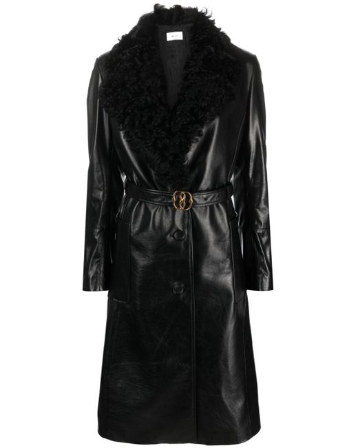 Bally shearling-collar leather trench-coat