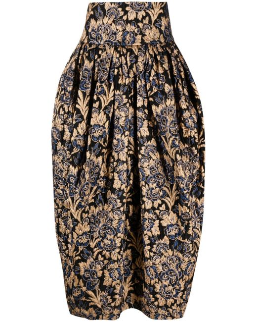 Rochas floral-jacquard maxi skirt