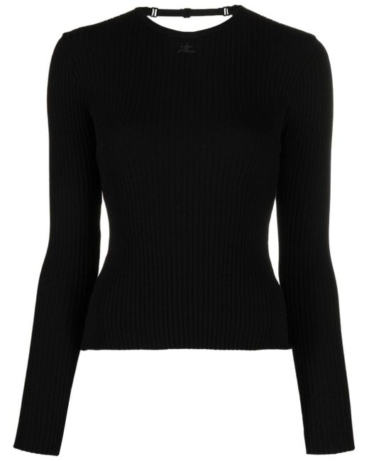 Courrèges open-back fine-ribbed top