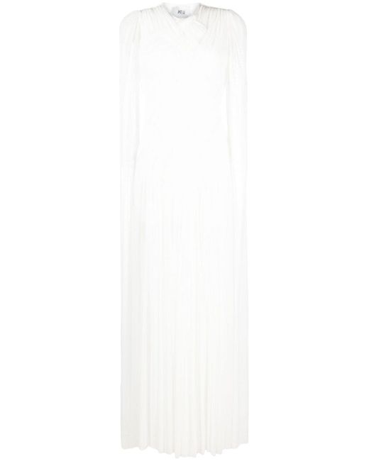 Atu Body Couture sheer-sleeves pleated gown