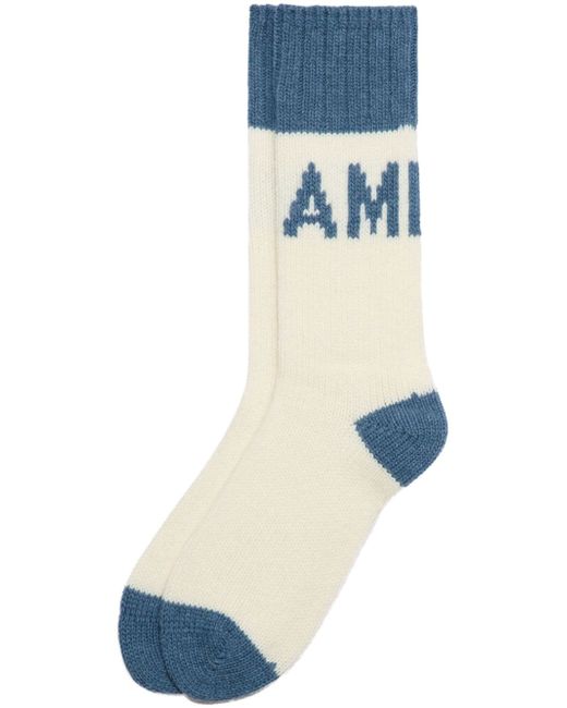 AMI Alexandre Mattiussi logo-intarsia wool-blend socks