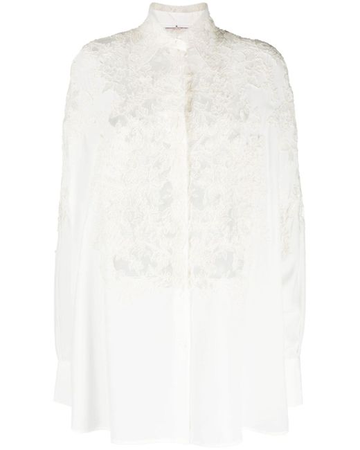 Ermanno Scervino lace-panelled buttoned blouse