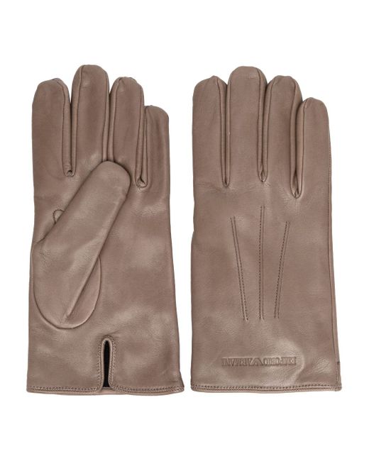 Emporio Armani debossed-logo leather gloves