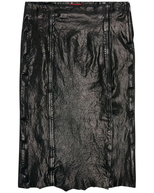 Diesel L-Rupa leather midi skirt