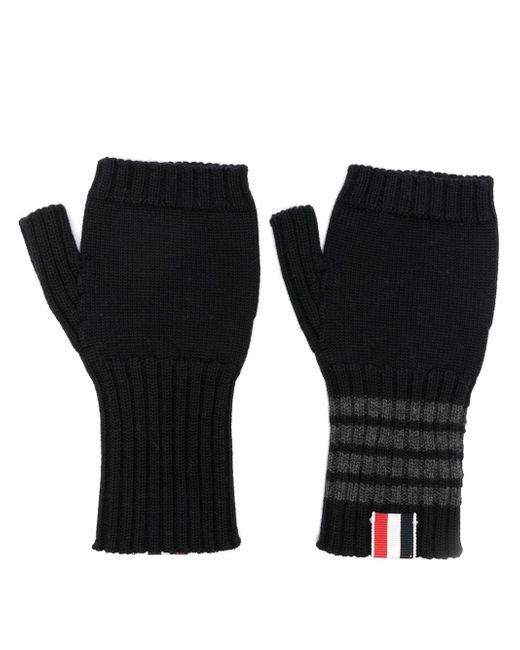 Thom Browne 4-Bar stripe fingerless gloves