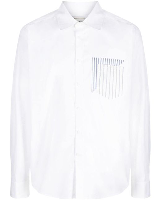 Feng Chen Wang logo-print cotton-blend shirt