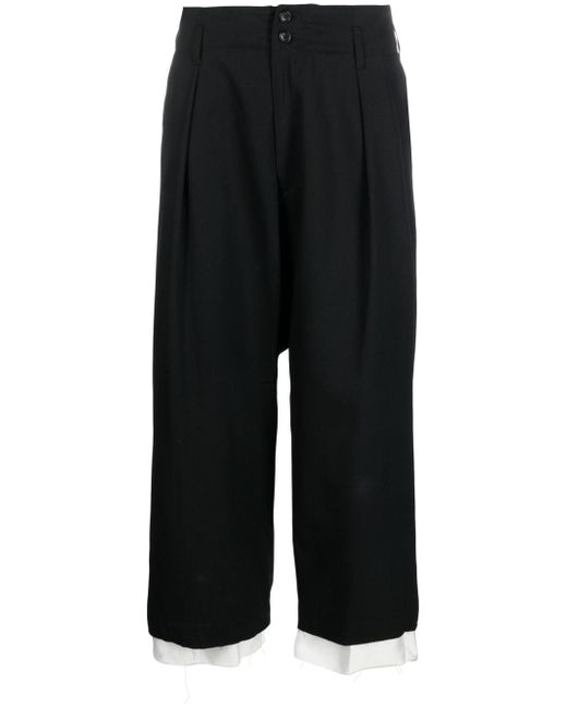 Sulvam layered box-pleat cropped trousers