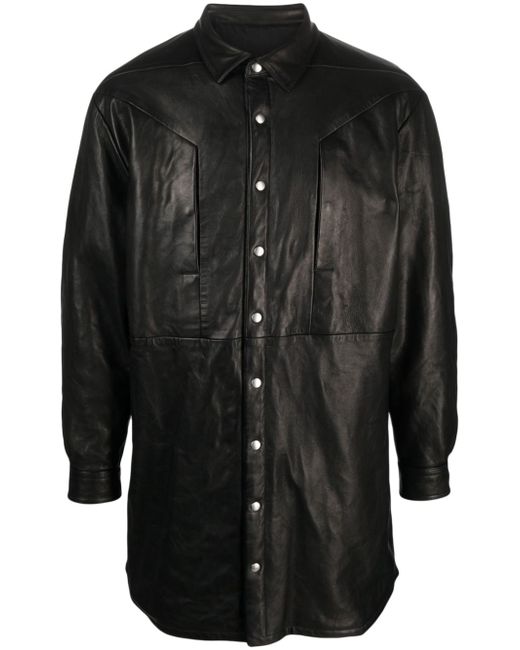 Rick Owens Jumbo Fogpocket leather shirt jacket