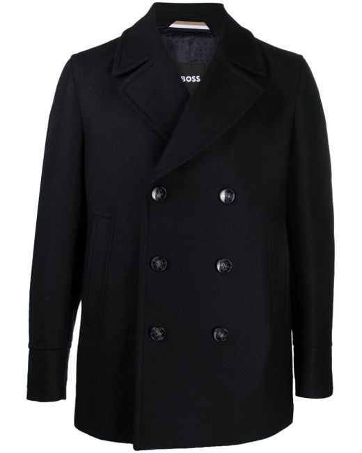 Boss double-breasted wool-blend coat
