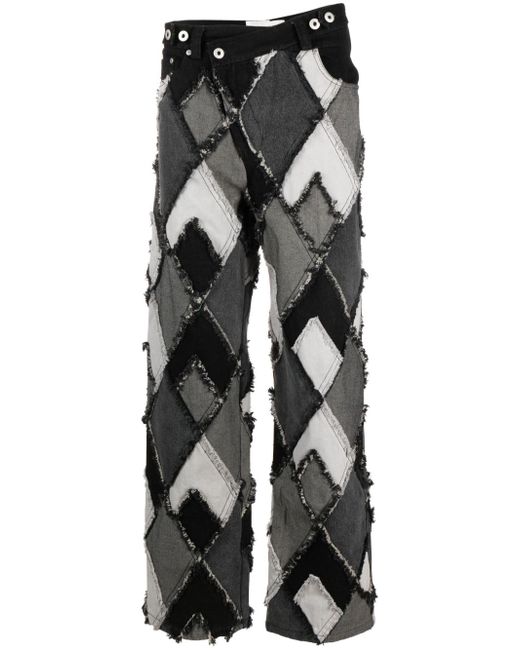 Feng Chen Wang patchwork mid-rise straight-leg jeans