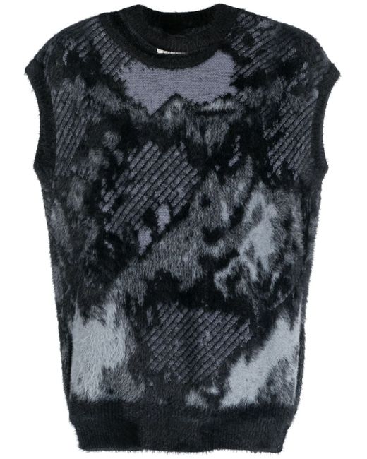 Feng Chen Wang patterned jacquard sleeveless jumper