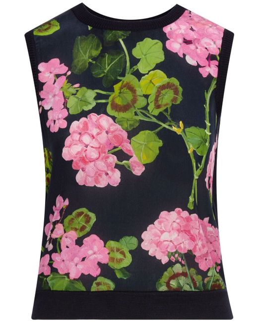 Oscar de la Renta floral-print silk top