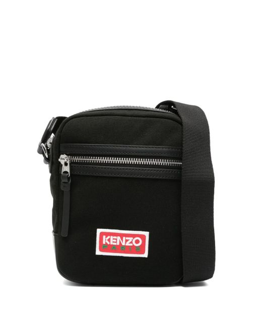 Kenzo logo-patch canvas messenger bag