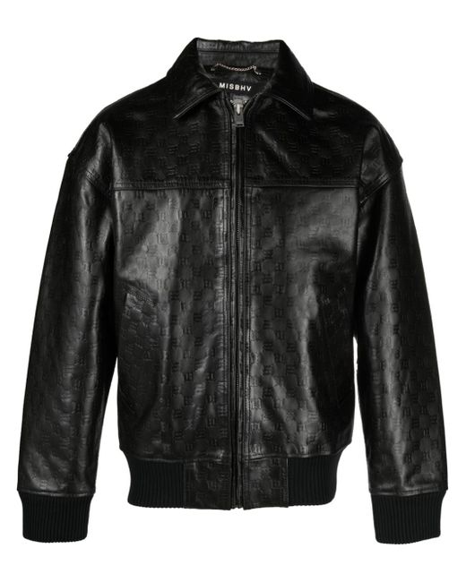 Misbhv monogram-jacquard leather jacket