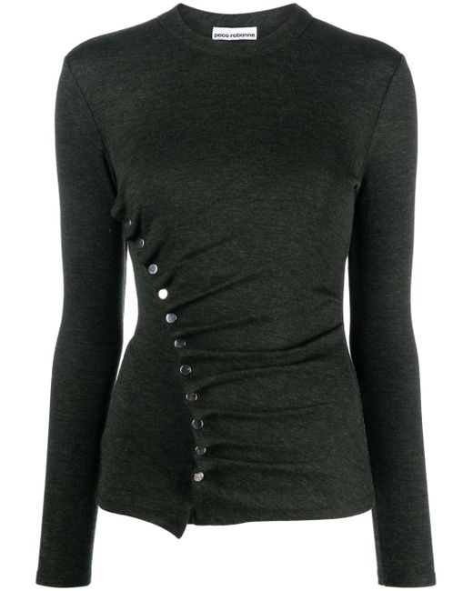 Rabanne stud-embellished gathered knitted top