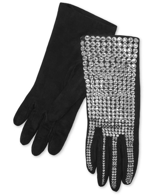 Philipp Plein crystal-embellished suede mid-gloves