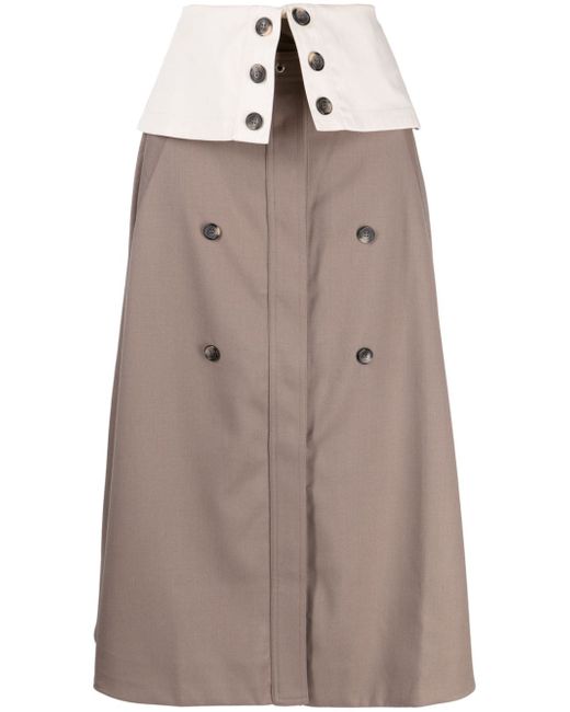 Rokh button-flap midi skirt