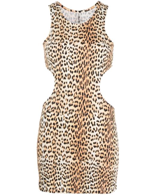 Reina Olga Fled leopard-print minidress
