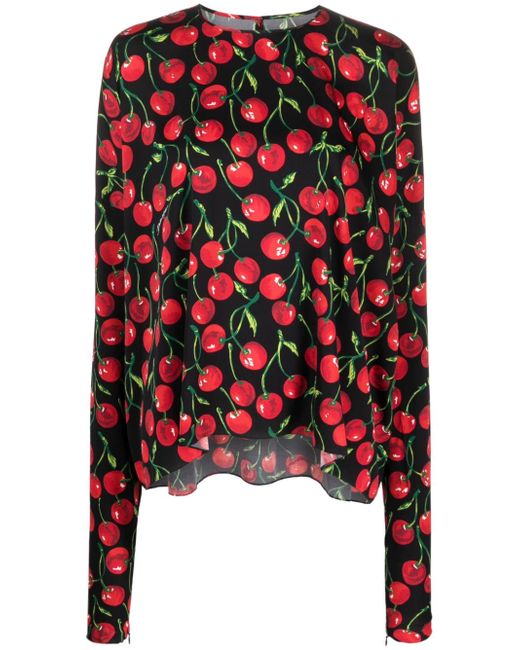 Dolce & Gabbana cherry-print long-sleeve blouse