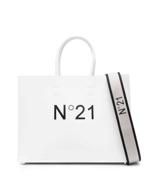 N.21 logo-print leather tote bag